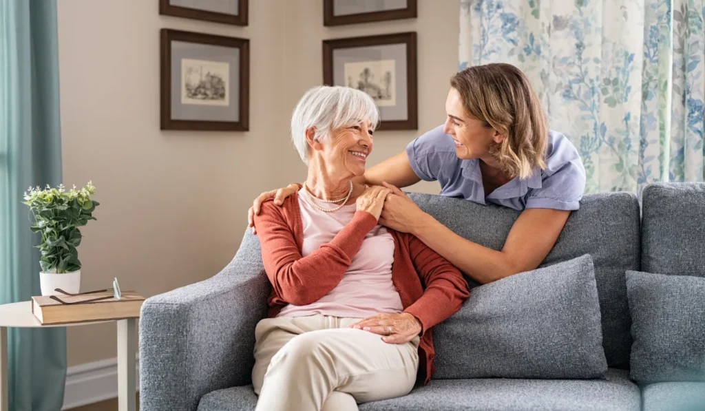 Happy Senior Woman with Daughter