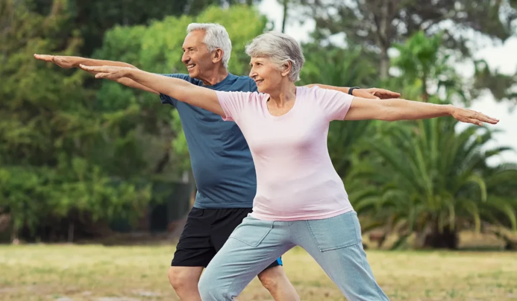 Man and Woman Doing Stretching Exercise