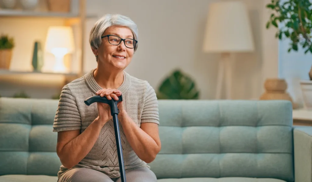 Senior Woman Holding Cane